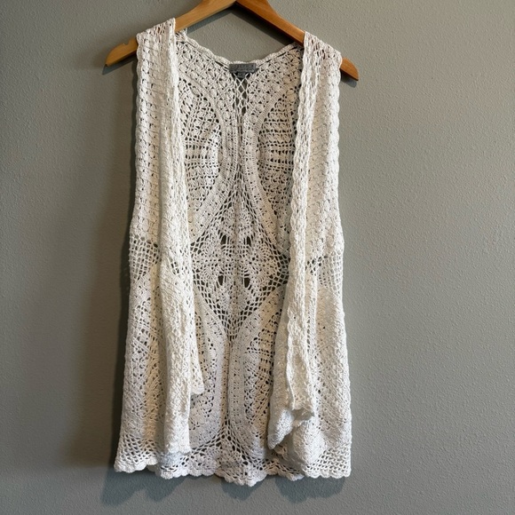 Joseph A Crochet Knit Open Front Vest Boho Beach M - Picture 1 of 8